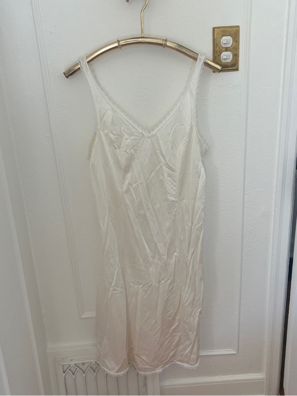 Vintage Silk-Look Ivory Slip Dress